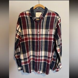 Weatherproof Men's Casual Plaid Shirt - Burgundy, Navy, White LARGE